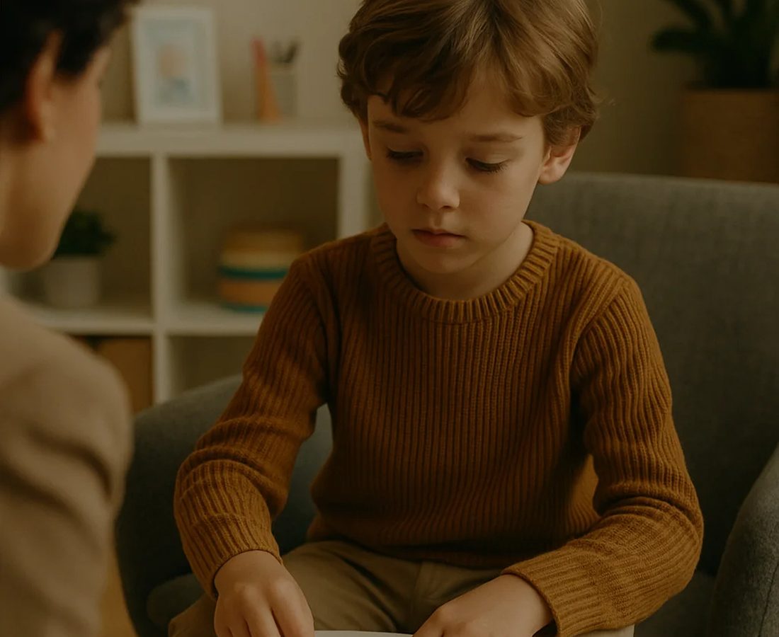 A child working through a behavior therapy activity
